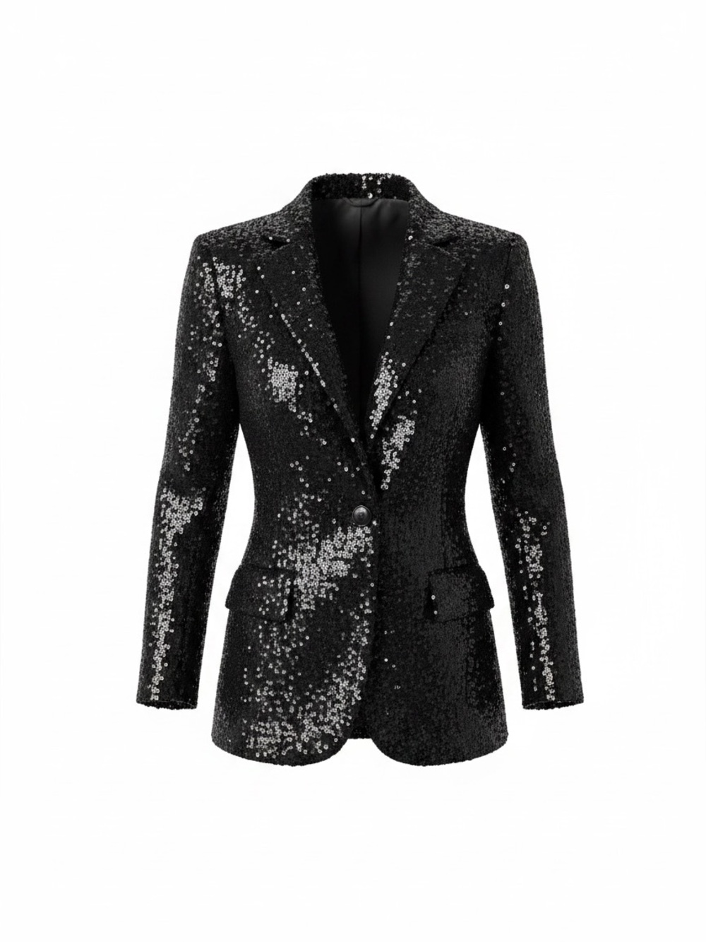 Isaac Mizrahi Live Black Sequin Blazer XS Holiday Party Tuxedo Jacket